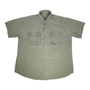 Vintage Woolrich Shirt Mens XL Cargo Pocket Military Green Button Down Grunge